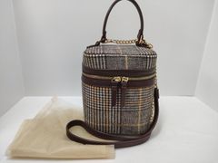 KD157)MISCH MASCH チェック柄 バニティショルダーバッグ（ブラウン）※中古品
