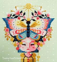 ★2025NEW★🟦⬜🟥クロスステッチチャート 図案🦋 Butterfly Queen🦋◆蝶の女王様◆ バーバラ*アナ* デザイン スペイン  BARBARA ANA DESIGNS 輸入刺繍 輸入クロスステッチ 輸入図案
