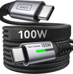INIU USB Type C ケーブル 100W 5A PD QC対応 急速充電 高速データ転送 高耐久ナイロン編み USB C to USB C 2m USBケーブル タイプC 充電ケーブル iPhone 16 15 MacBook A