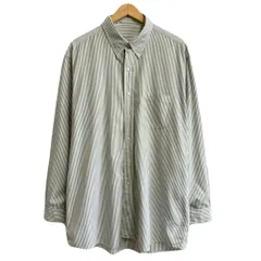 Brooks Brothers ブルックスブラザーズ ボタンダウンシャツ コットンシャツ ストライプ ポケット付き 長袖シャツ 白×オリーブグリーン No.H525