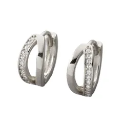 【シルバー × ピアス】[Cream dot. クリームドット公式] ピアス レディース 金属アレルギー ニッケルフリー キャッチレス 中折れ 開閉式 ワンタッチ フープ ビジュー メタル ライン 大人 上品