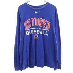 NIKE ナイキ MLB シカゴ・カブス 長袖 Tシャツ XL ブルー ロンT ベースボール 野球 メンズ 古着