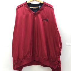 LINKSTECH ナイロンプルオーバー ナイロンジャケット Vネック 裏メッシュ リブ袖 CHINA製 メンズ XL レッド ブラック