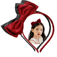 発表会 こども ベロア 子供カチューシャ リボン 2個セット 蝶々結び 赤 女の子 黒 プレゼント カチューシャ ヘアアクセ キッズ 髪飾り shefun JP228