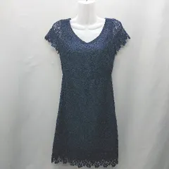 ◇ ⊂ PROPORTION BODY DRESSING 花柄レース フレンチ 膝丈 ワンピース サイズ1 ネイビー レディース E  【1412260032032】