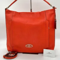 【良品】コーチ スカウト ホーボー トートバッグ 2way レザー オレンジ