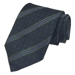 セール　GUCCI　グッチ　ネクタイ　GG　ストライプ　シルク　ネイビー　メンズ　男性【未使用】aq9517