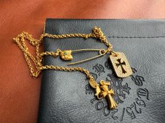 ⭐️JBZSZ 22K金メッキ×S925 クロスプレートネックレス 刻印有り 
