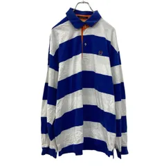 TOMMY HILFIGER 長袖 ラガーシャツ XL ホワイト ブルー トミーヒルフィガー 刺繍ロゴ ワンポイント ポロシャツ 秋物 a710-5215