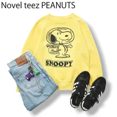 90s USA製 ノベルティーズ Novel teez ｘ ピーナッツ PEANUTS スヌーピー SNOOPY アストロノーツ FIRST BEAGLE ON THE MOON プリント スウェット トレーナー M メンズ