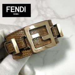 FENDI フェンディ ロゴ ブレスレット レザー リザード柄