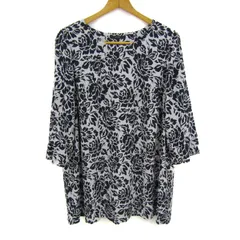 ピサーノ ブラウス シャツ トップス チュニック 花柄 レディース Lサイズ 黒×グレー PISANO 【中古】