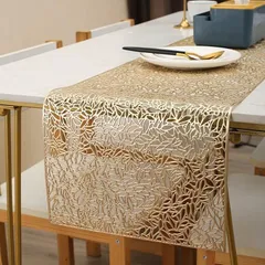 NOELAMOUR テーブルランナー 北欧 おしゃれ 撥水 テーブルセンター センタークロス テーブルクロス(ゴールド,  150x30cm)