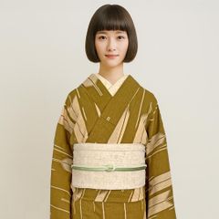 兵児帯 大人のへこ帯 コットンリネン ダマスク ベージュ リバーシブル 名古屋帯 兵児帯 大人のへこ帯 コットンリネン ダマスク ベージュ