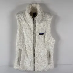 古着 パタゴニア patagonia フリースベスト フルジップ ワンポイントロゴ アウトドア ボア S  ホワイト レディース