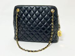 CHANEL シャネル マトラッセ チェーンショルダーバッグ ラムスキン ブラック ゴールド金具 ヴィンテージ 美品