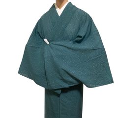 R-1331　着物　夏物　小紋　絽　レディース　透け感あり　裄67センチ
