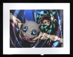 【中古】原画イラストボード 付属品付)劇場版「鬼滅の刃」無限列車編 Amazon限定版特典 新規描き下ろしイラストA4キャラファイングラフ(竈門炭治郎、嘴平伊之助)