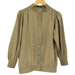 【希少】YVES SAINT LAURENT 金ボタン ノーカラー ジャケット緑 希少】YVES SAINT LAURENT 金ボタン ノーカラー ジャケット緑