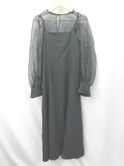 ◇ ⊂ forksy シンプル系 オーガンジーパールトップスセットサテンキャミワンピース - サイズF ブラック系 レディース E  【1507250009047】