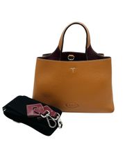 TOD'S トッズ Tタイムレス ミニ 2way レザー ショルダー ハンドバッグ ブラウン 美品【中古】