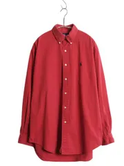 【お得なクーポン配布中!】 90s ラルフローレン 長袖 ボタンダウン シャツ メンズ M 古着 オールド ポロ コットン 長袖シャツ ワンポイント ヘビーウェイト BD レッド