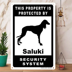 雑貨【Saluki/サルーキ】  Dog ドッグ  犬    メタルポスタ―　Security  セキュリティー 警告  ヤードサイン メタルプレート  ブリキ看板  -182