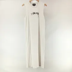 ステューシー STUSSY ロゴ ノースリーブ ロング ワンピース S グレー ★AA☆のサムネイル