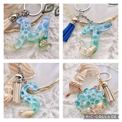 レジン　海塗りキーホルダー　アルファベット