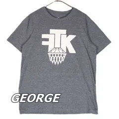 《肩幅42cm》【チームロゴ】GEORGE ジョージ FTK（For The Kids）Basketball バスケットボール デザインプリント 半袖Tシャツ Mサイズ ライトグレー ポリコットン混紡【湘南倉庫】USメンズブランド古着　T90