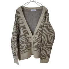 Z1536 SIMPLICITE シンプリシテェ カーディガン アニマルジャガード ベージュ サイズF