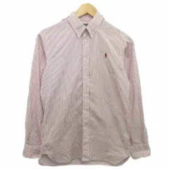 ポロ バイ ラルフローレン Polo by Ralph Lauren ボタンダウンシャツ BD 長袖 ポニー刺繍 ストライプ 160cm 赤 レッド 白 ホワイト 3343-7808