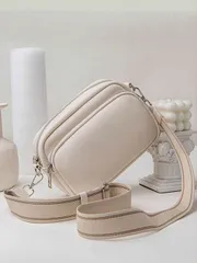 バッグ レディース ショルダーバッグ 大容量、多数のジッパーポケット付きのファッショナブルなブリーフケーススタイルのショルダーバッグ。クロスボディやショルダーとして使用可能。女性の日常通勤、ビジネスカジュアルに最適