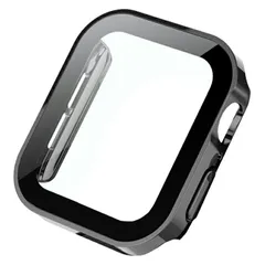 [45mm/艶ありブラック]  Apple Watch ケース Apple Watch カバー アップルウォッチ ケース アップルウォッチ カバー PC ガラスフィルム ハードケース ハードカバー 保護ケース 保護カバー かっこいい おしゃれ 傷 汚れ 防止