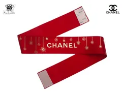 シャネル ブランドリボン クリスマス限定 ラッピング オーナメント柄 81×6cm レッド CHANEL【Used 開封品】