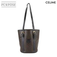 美品 セリーヌ CELINE マカダム ショルダー バッグ PVC レザー ブラック ブラウン ゴールド 金具 ヴィンテージ 90280882