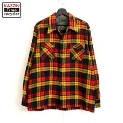レディース 50's CHIPPEWA チペワ チェック ウールジャケット 茶 古着 40s Chippewa ロングポイント襟 カラフル チェック ウール
