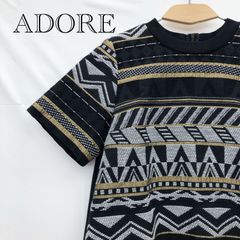 ADORE】ストライプノースリーブトップスブラックMきれいめオフィス 