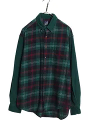 【お得なクーポン配布中!】 90s オールド ギャップ フランネル 細畝 コーデュロイ 切替 ボタンダウン シャツ メンズ L 古着 ネルシャツ チェック デザイン 長袖シャツ