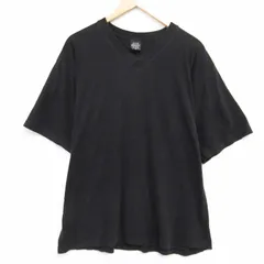 XL/古着 半袖 Tシャツ メンズ 無地 コットン Vネック 黒 ブラック 25jul28 中古