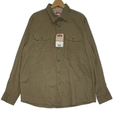 90's/90年代 Wrangler/ラングラー タグ付き ワークシャツ プレミアムクオリティ 長袖 シャツ ボタンダウン オーバーサイズ ビッグシルエット BANGLADESH製 メンズ L ベージュ