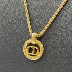 希少 Christian Dior クリスチャン ディオール  ゴールド CDロゴサークル ネックレス 金縄 ペンダント 首輪 アクセサリー ジュエリー ヴィンテージ
