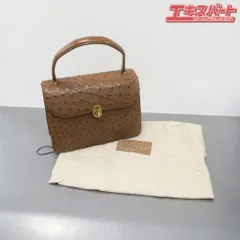 定番人気安い良品 HAMANO 濱野皮革工藝 オーストリッチ キャラメルブラウンハンドバッグ バッグ