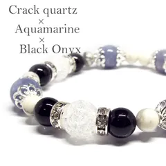 天然石 パワーストーン ブレスレット クラック水晶 アクアマリン オニキス
