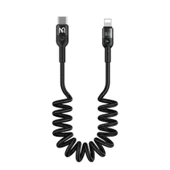 Mcdodo Type-C to ライトニング ケーブル PD対応 36W急速充電&高速データ転送 カールコード ナイロン編み LEDライト付き 1.8 m ケーブル iPhone/iPad/iPod 対応 (1.8 m Type-C to IOS 対応，ブ