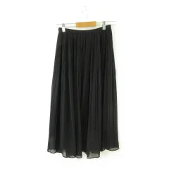ユニクロ UNIQLO C シフォンプリーツスカート ロング 黒 S *A612