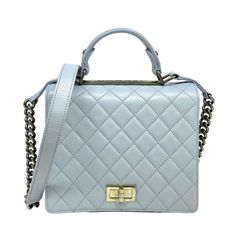 シャネル CHANEL 2.55 マトラッセ 台形型 バッグ トートバッグ ショルダーバッグ カーフスキン ブルー ライトブルー 水色 ゴールド金具 トップハンドル ココマーク ハンドバッグ