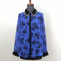 ScoLar　M サイズ　長袖ブラウス　ブルー　シアー素材　ウサギ　スカラー