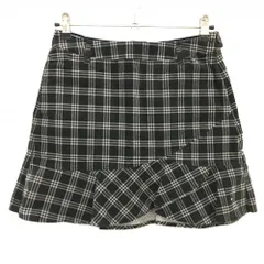 【美品】トミーヒルフィガー スカート 黒×グレー チェック柄 後ろウエストゴム  レディース L ゴルフウェア Tommy Hilfiger Golf