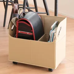 新品　山善(YAMAZEN) ワゴン ランドセルワゴン 収納ボックス キャスター付き 耐荷重6kg ランドセル 収納 ラック リビング 収納 リビング学習 荷物置き 完成品 幅38×奥行26×高さ34cm ベージュ YTC-RW(BE)